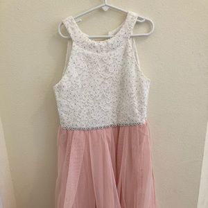 Pink and white high low dress